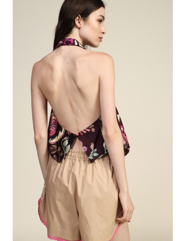 Top com estampa floral e decote com amarração Dixie