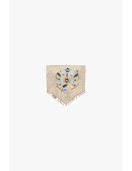Top Bandana com Bordado Floral e Detalhes com Franjas Dixie