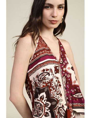 Top com padrão paisley e fecho amarrado Dixie