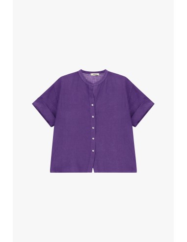 Camisa de gola redonda com mangas curtas e botões Dixie