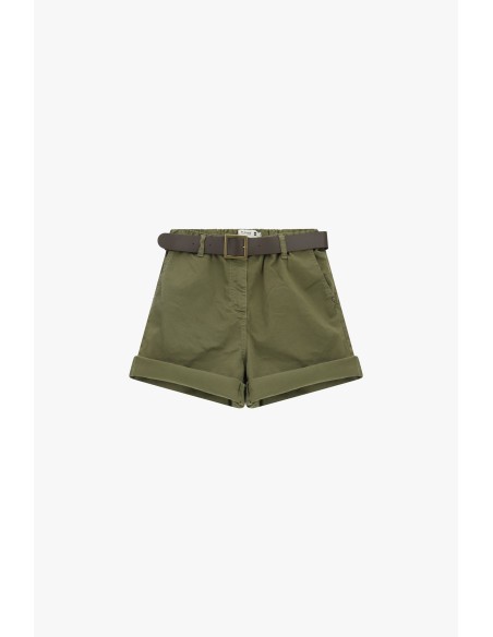 Shorts regular-fit com cinto e vira Please