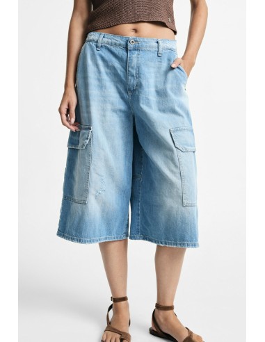 Shorts cargo em ganga de perna larga com bolsos laterais Please