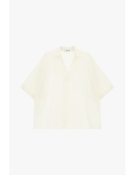 Blusa Ampla De Mangas Curtas Com Gola Clássica Please