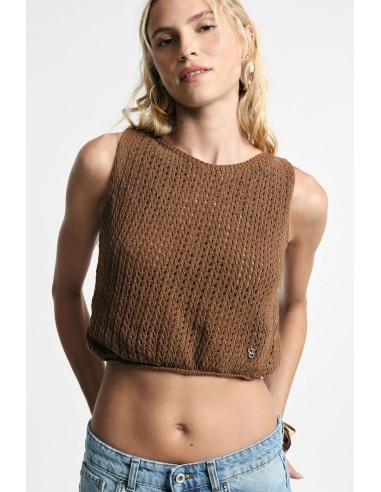 Top Perfurado Sem Mangas Decote Redondo Cropped Please