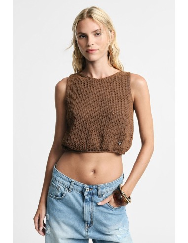 Top Perfurado Sem Mangas Gola Redonda Cropped Please