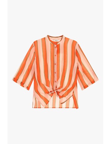 Camisa às riscas com nó frontal e mangas amplas Dixie
