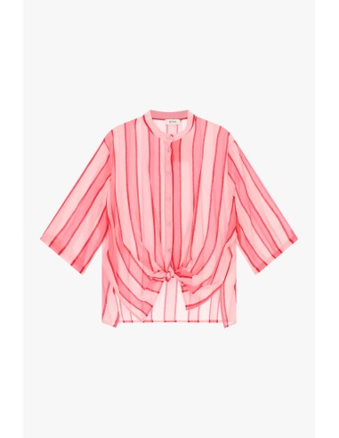Camisa às riscas com nó frontal e mangas largas Dixie