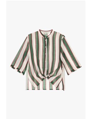 Camisa às riscas com nó frontal e mangas amplas Dixie