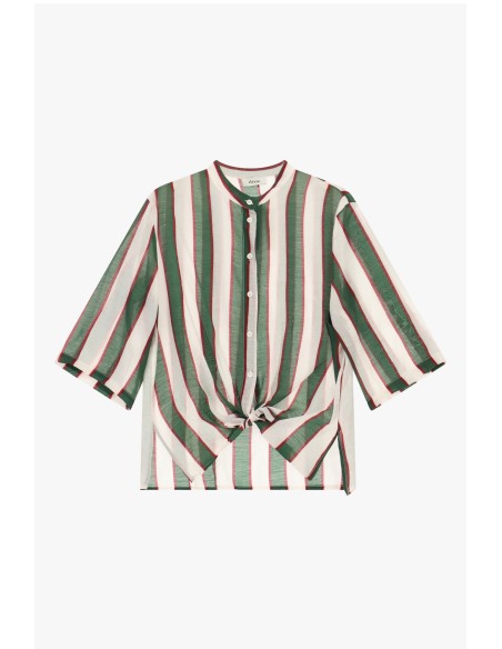 Camisa às riscas com nó frontal e mangas amplas Dixie