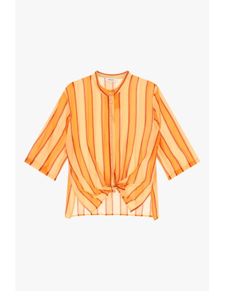 Camisa às riscas com nó frontal e mangas amplas Dixie