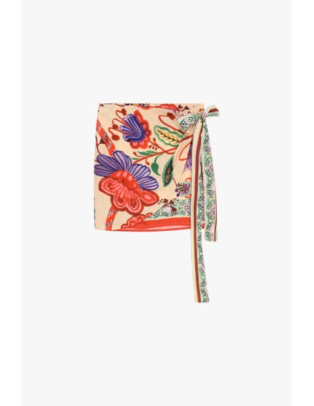 Saia curta transpassada com estampado floral Dixie