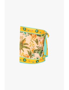 Saia curta envelope com estampa tropical Dixie