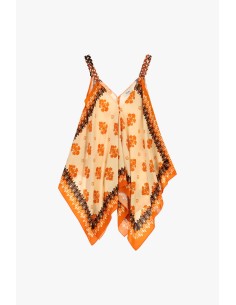 Top com painéis, alças entrelaçadas e estampa floral Dixie