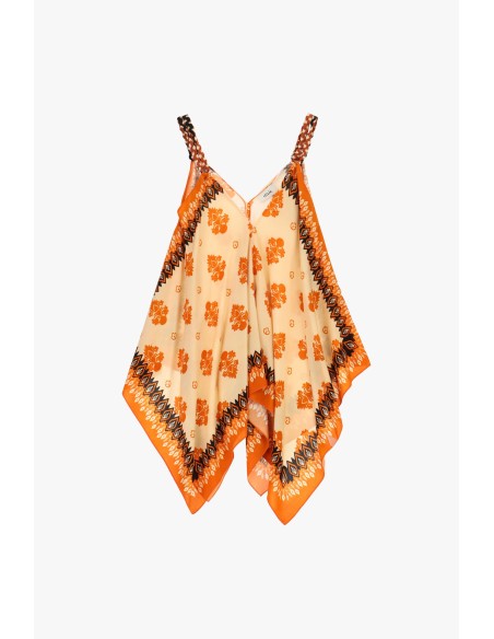 Top com painéis, alças entrelaçadas e estampa floral Dixie