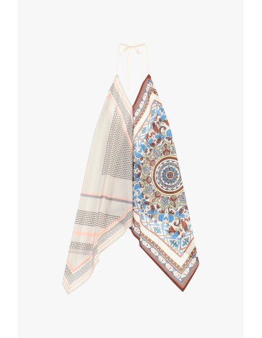 Top foulard com estampado paisley e detalhes geométricos Dixie