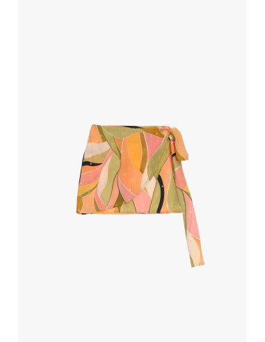 Saia Curta Envelope Estampada com Nó Lateral Dixie