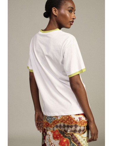 T-shirt de gola redonda com estampa de citrinos e perfis em contraste Dixie
