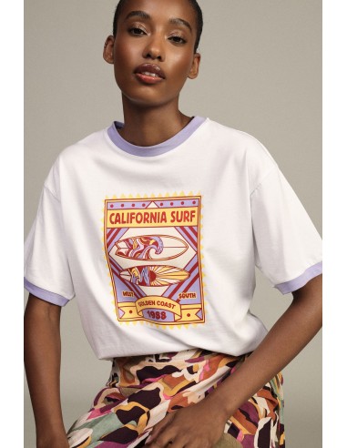 T-shirt de gola redonda com estampa de surf e mangas curtas Dixie