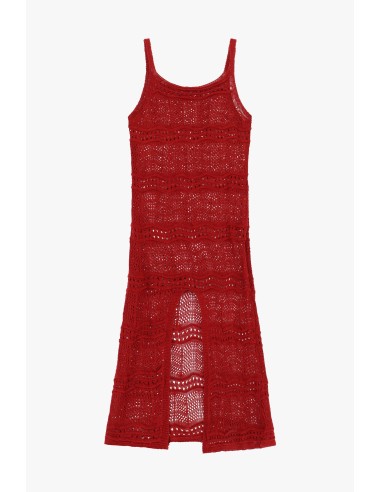 Vestido longo perfurado com alças e fenda frontal Please