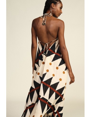 Vestido Longo com Estampa Geométrica e Bolinhas Dixie