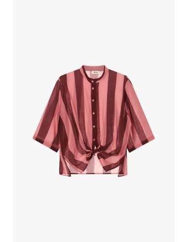 Camisa às riscas com nó frontal e mangas amplas Dixie