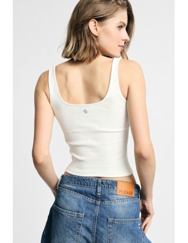 Top gola quadrada sem mangas justo Please