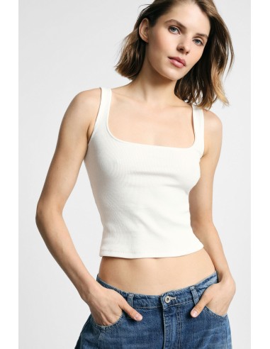 Top de gola quadrada sem mangas justo Please