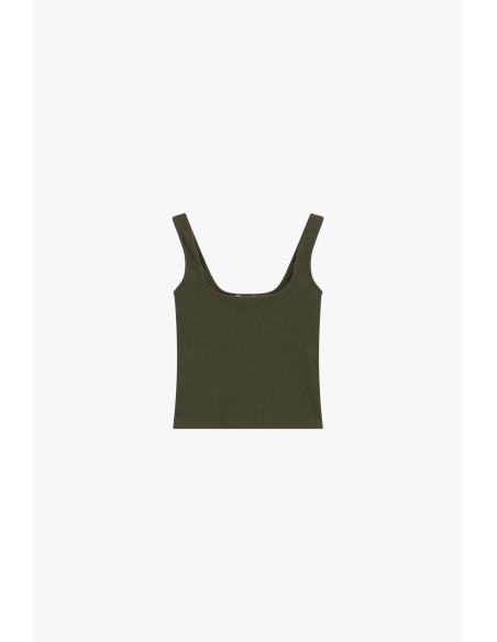 Top gola redonda quadrada sem mangas justo Please