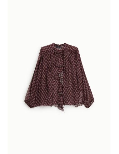 Blusa ampla estampada floral com folhos na frente Dixie