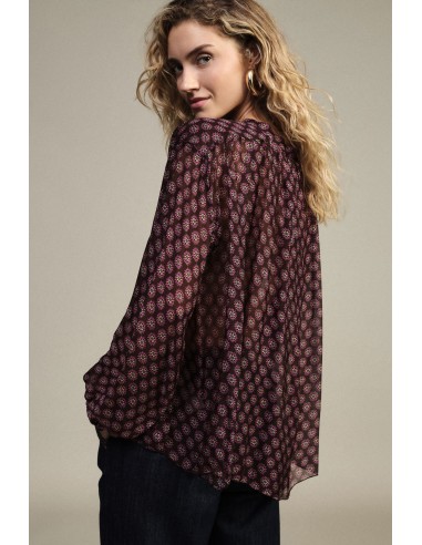 Blusa ampla com estampa floral e folhos à frente Dixie