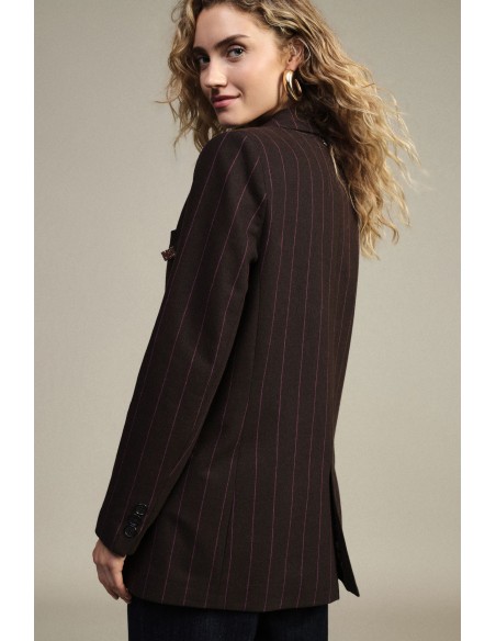 Blazer às riscas com fecho de um só peito e bolsos Dixie