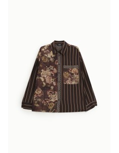 Camisa com padrão floral e riscas com bolso frontal Dixie