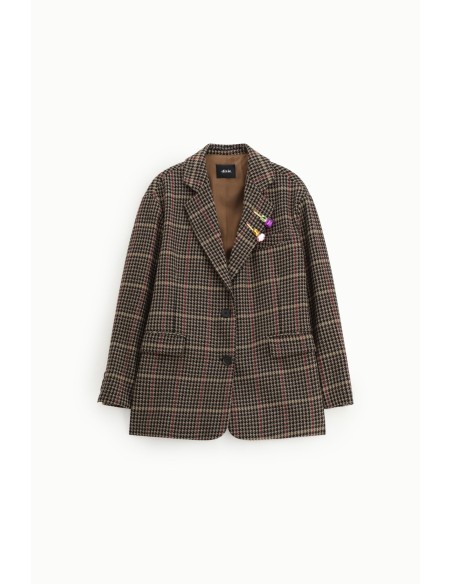 Blazer xadrez com bolsos aplicados e botões Dixie