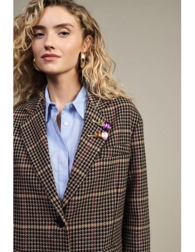Blazer aos quadrados com bolsos aplicados e botões Dixie