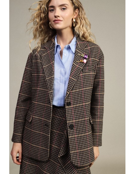 Blazer Xadrez Com Bolsos Aplicados E Botões Dixie