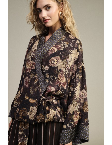 Blazer estampado floral com mangas amplas Dixie