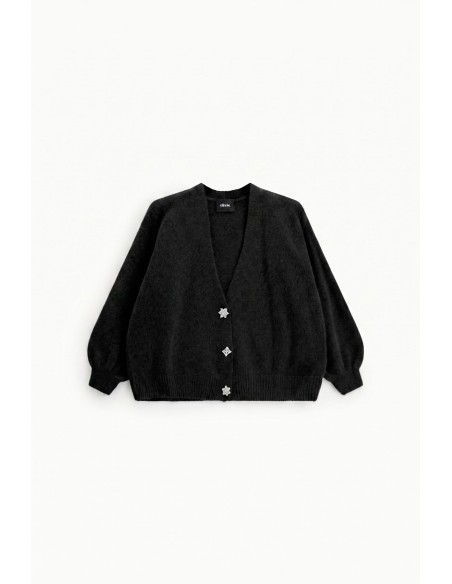 Cardigan com botões joia e mangas largas Dixie