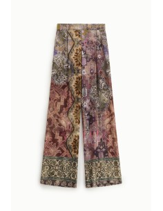Calças palazzo com estampa patchwork de perna larga Dixie