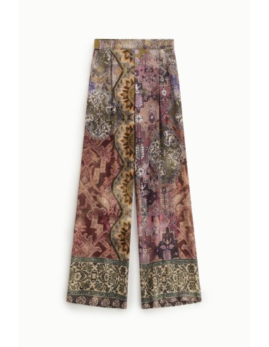Calças palazzo com estampa patchwork de perna larga Dixie