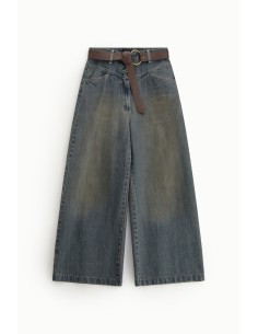 Jeans de perna larga, de cintura alta, com cinto Dixie 2