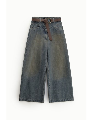 Jeans de Perna Larga Cintura Alta com Cinto Dixie