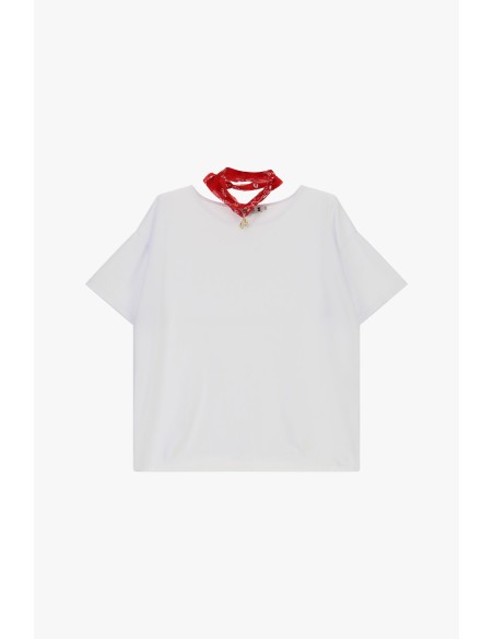 T-shirt de mangas curtas com lenço decorativo Please