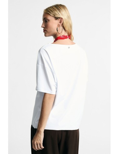 T-shirt de mangas curtas com foulard decorativo Please