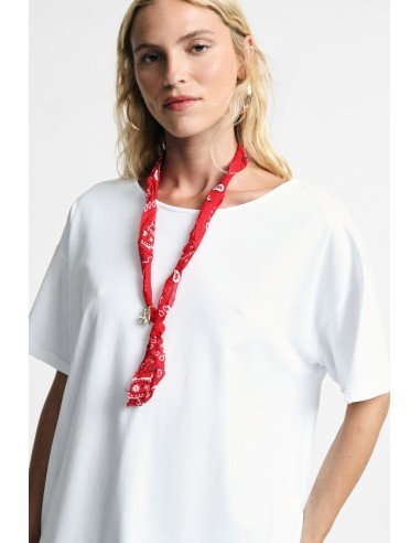 T-shirt de mangas curtas com foulard decorativo Please