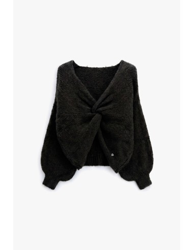 Cardigan trançado com nó frontal e mangas amplas Please