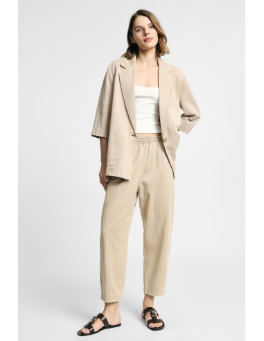 Calças Cropped com Cintura Elástica e Bolsos Please