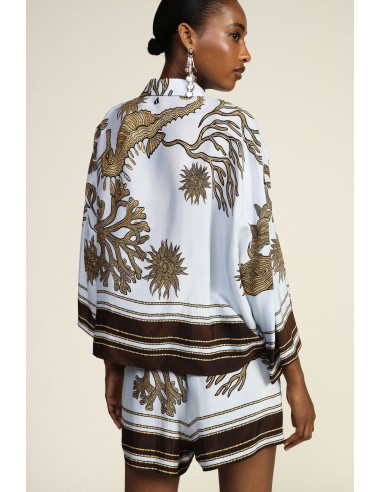 Camisa oversize com estampa de motivo marítimo e manga ampla Dixie