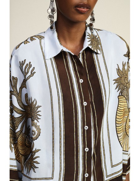 Camisa Oversize com Estampa de Motivo Marinho e Manga Ampla Dixie