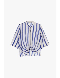Camisa às riscas com nó frontal e mangas amplas Dixie
