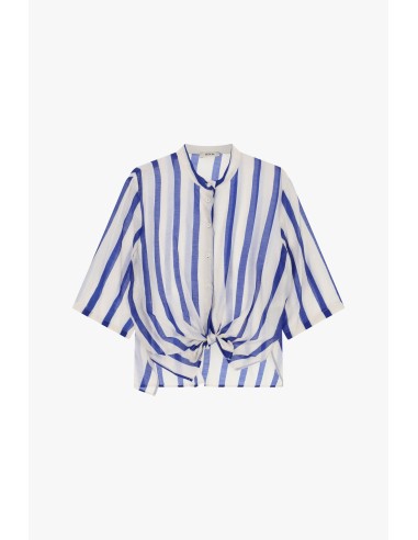 Camisa às riscas com nó frontal e mangas amplas Dixie
